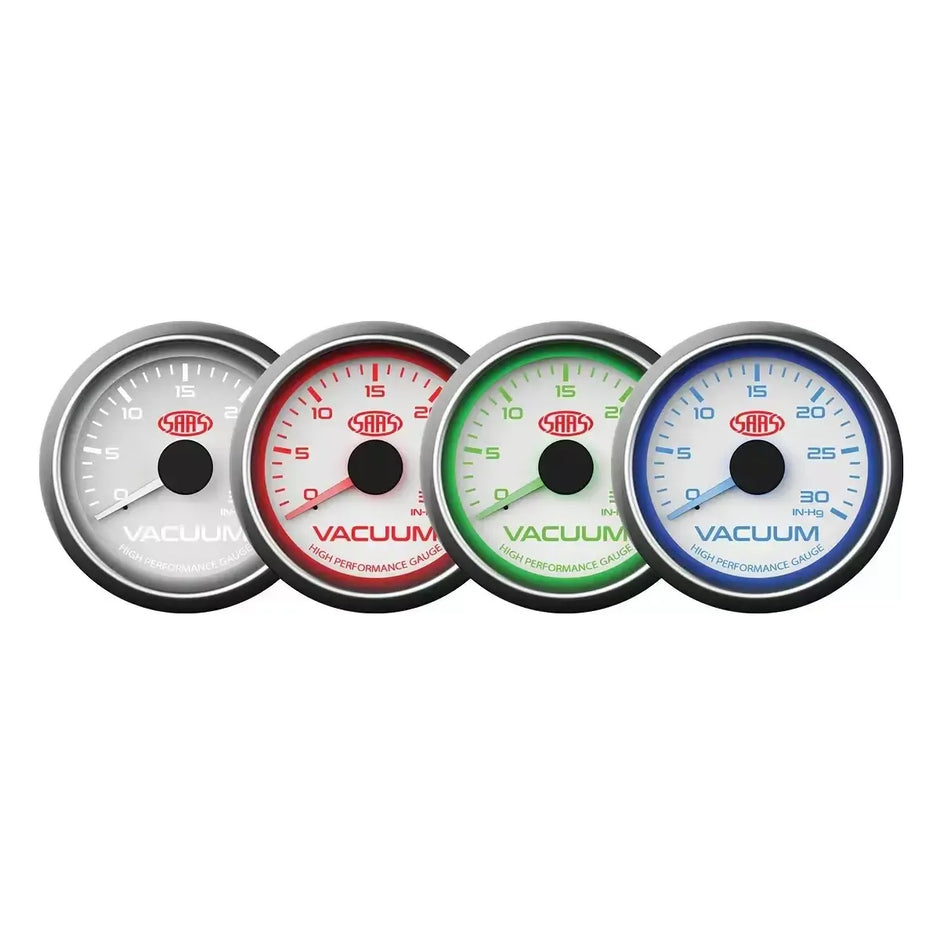 SAAS Vacuum Gauge 0-30inHg 52mm Muscle Series I White 12V SG-VAC52W - view 4