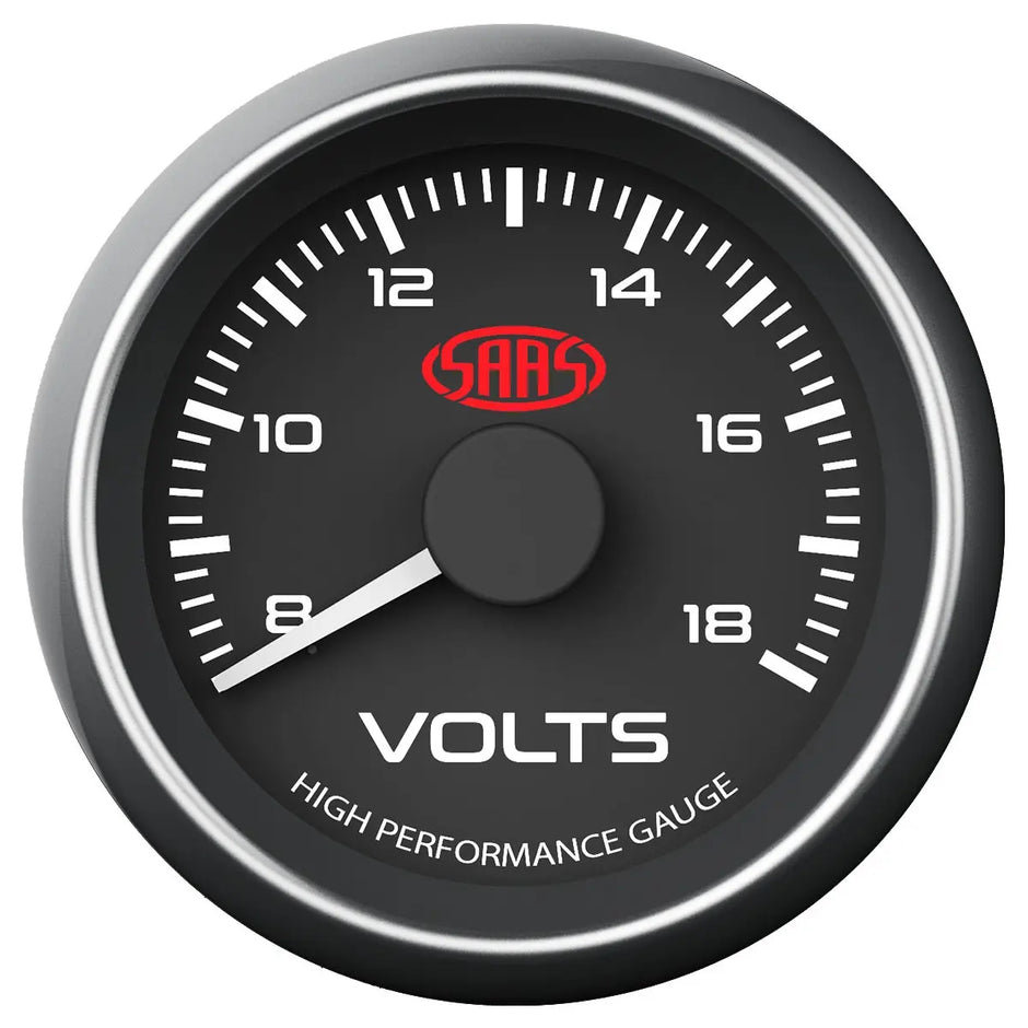 SAAS Volt Gauge 8v-18v 52mm Muscle Series I Black 12V SG-VLT52B - view 1