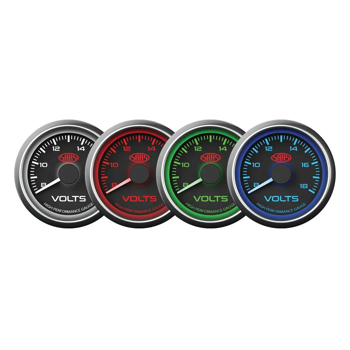 SAAS Volt Gauge 8v-18v 52mm Muscle Series I Black 12V SG-VLT52B - view 2