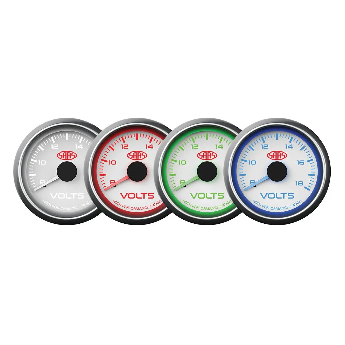 SAAS Volt Gauge 8v-18v 52mm Muscle Series I White 12V SG-VLT52W - view 2