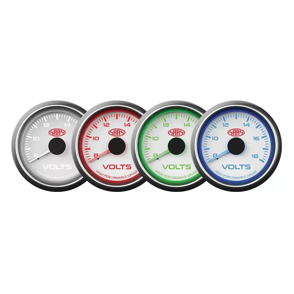 SAAS Volt Gauge 8v-18v 52mm Muscle Series I White 12V SG-VLT52W - view 4