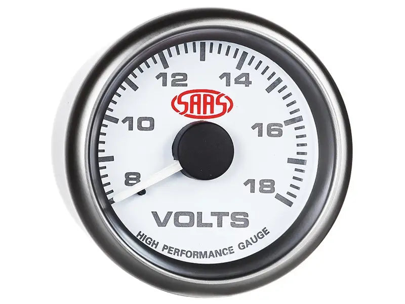 SAAS Volt Gauge 8v-18v 52mm Muscle Series I White 12V SG-VLT52W - view 3