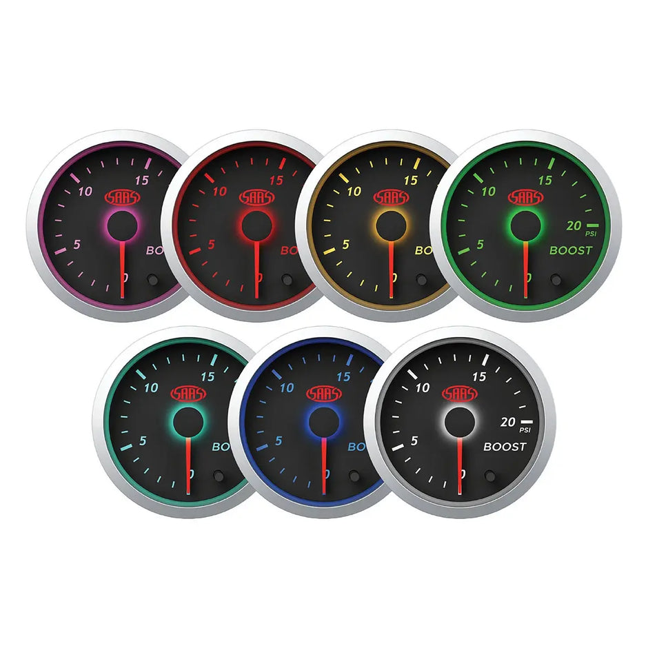 SAAS Boost Gauge Diesel 0-20 psi 52mm Street Series Black 12V SG21212 - view 2