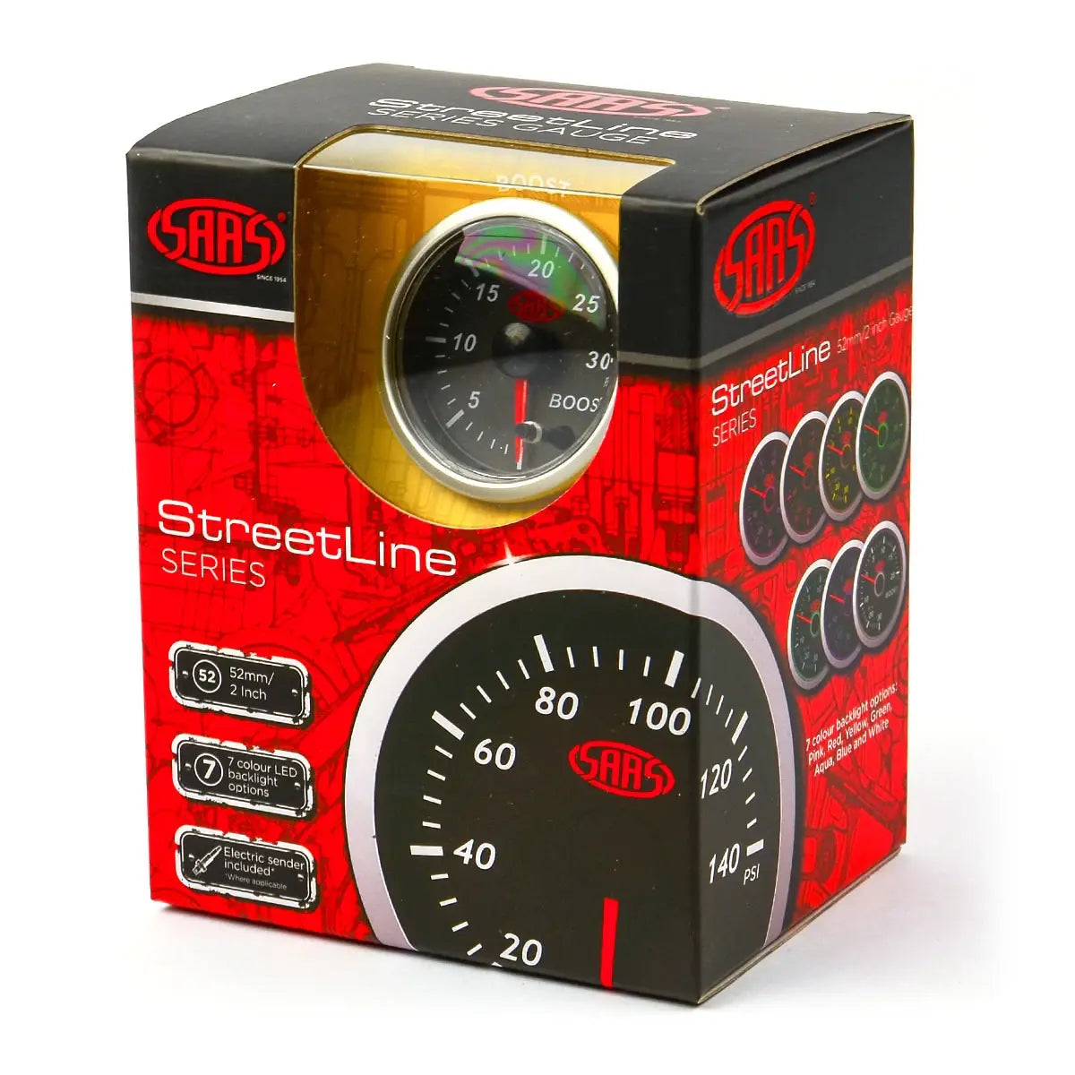 SAAS Boost Gauge Diesel 0-30 psi 52mm Street Series Black 12V SG21213 - view 6