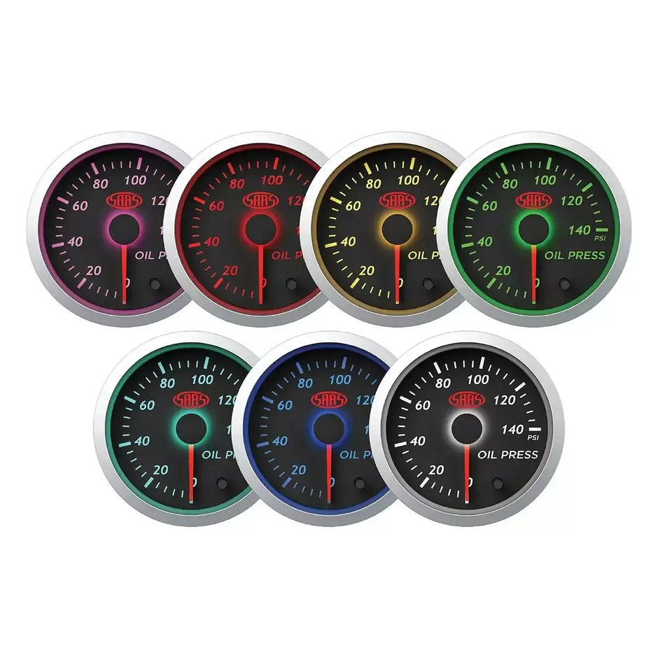 SAAS Oil Press Gauge 0-140psi 52mm Street Series Black 12V SG21230 - view 5