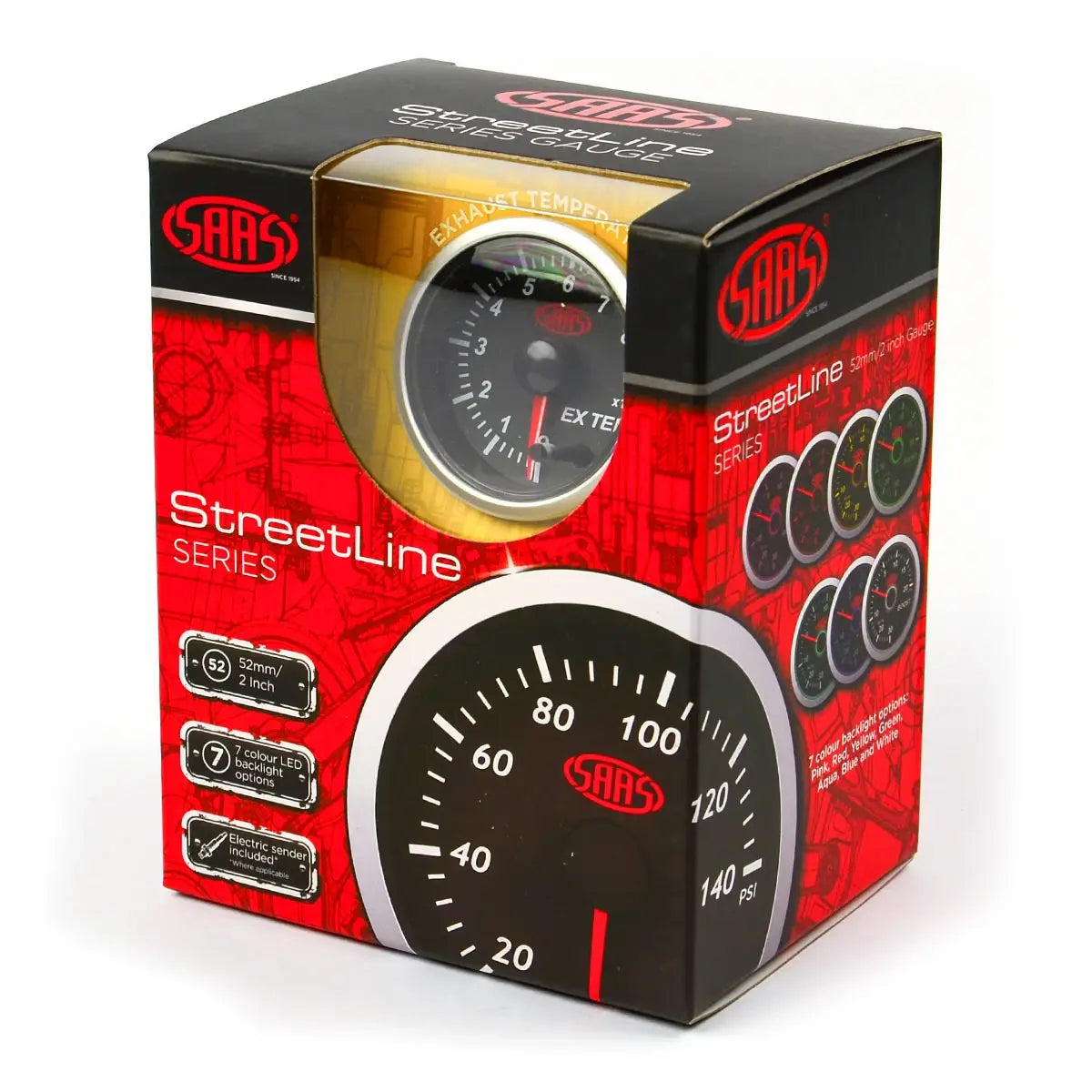 SAAS Exhaust Temp Gauge 0°-900° 52mm Street Series Black 12V SG21240 - view 6