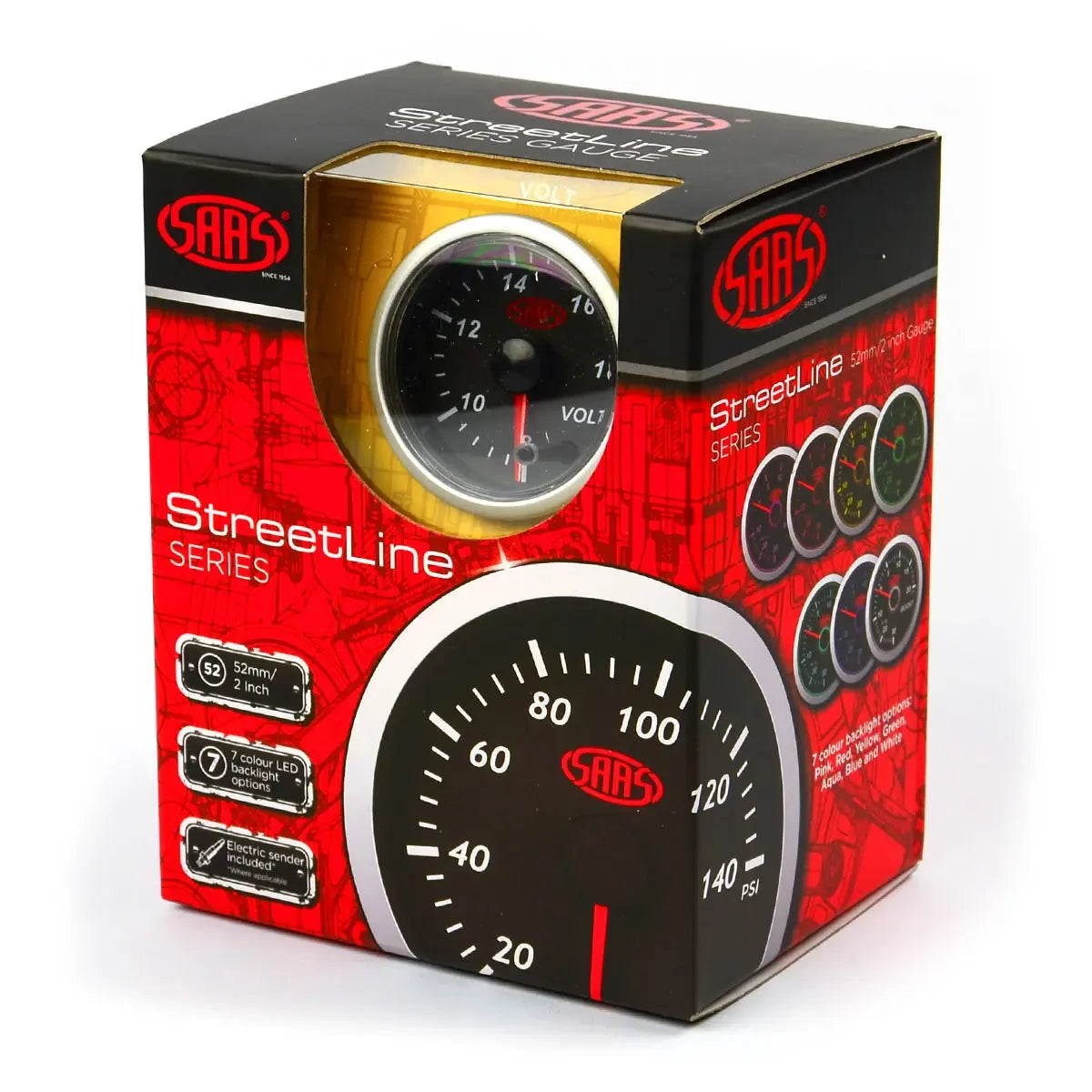 SAAS Volt Gauge 8v-18v 52mm Street Series Black 12V SG21250 - view 6