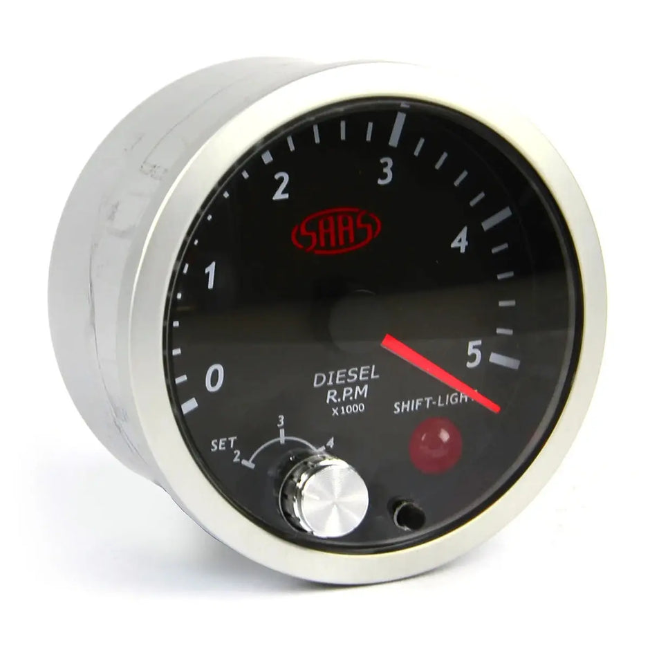 SAAS Tachometer Diesel 0-5K Shiftlight 80mm (3 1/8