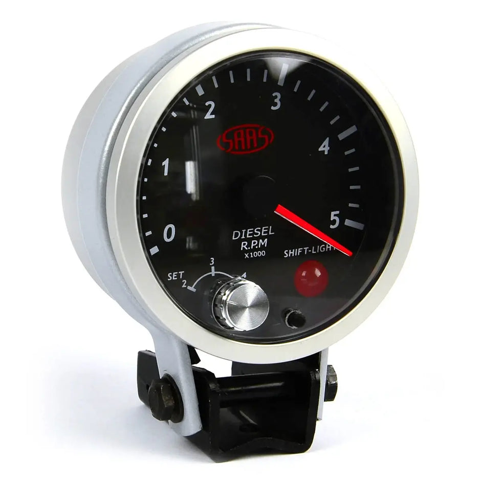 SAAS Tachometer Diesel 0-5K Shiftlight 80mm (3 1/8