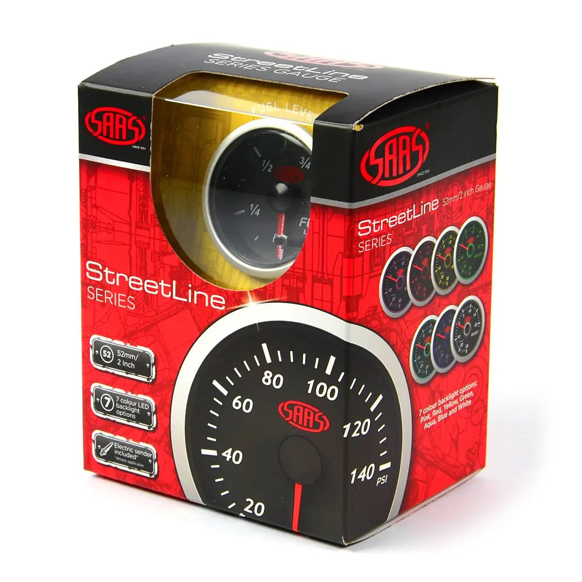 SAAS Fuel Level Gauge 52mm Street Series Black 12V SG21290 - view 6