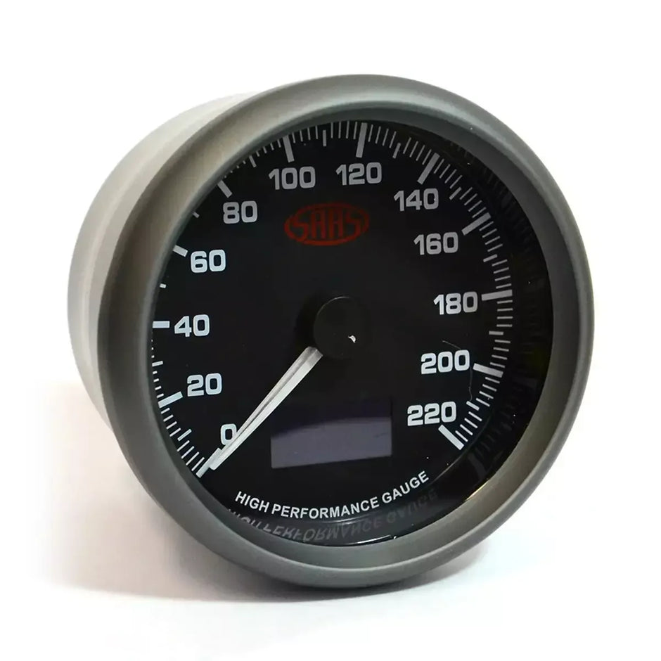 SAAS Speedo 0-220 KPH 80mm (3 1/8") In Dash Muscle Series I Black 12V SG31632 - view 1