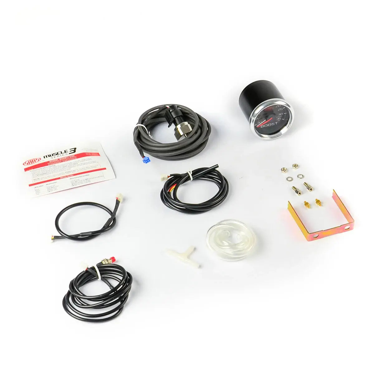 SAAS Boost Gauge 30inHg-35psi 52mm Muscle Series 3 Black 12V SG32211 - view 4