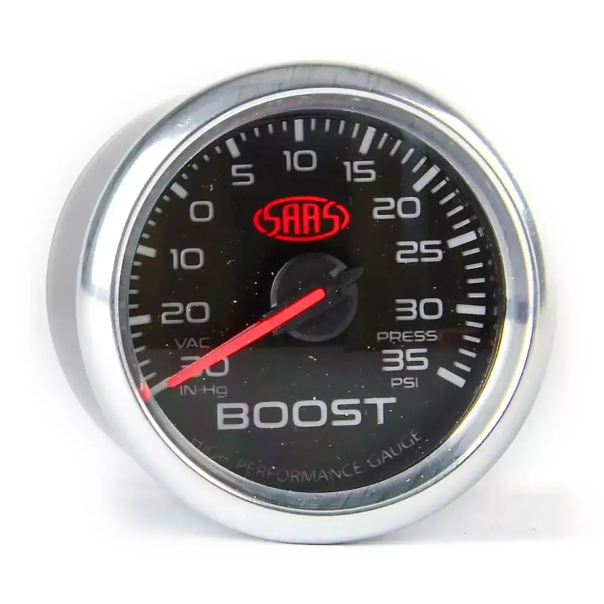 SAAS Boost Gauge 30inHg-35psi 52mm Muscle Series 3 Black 12V SG32211 - view 1