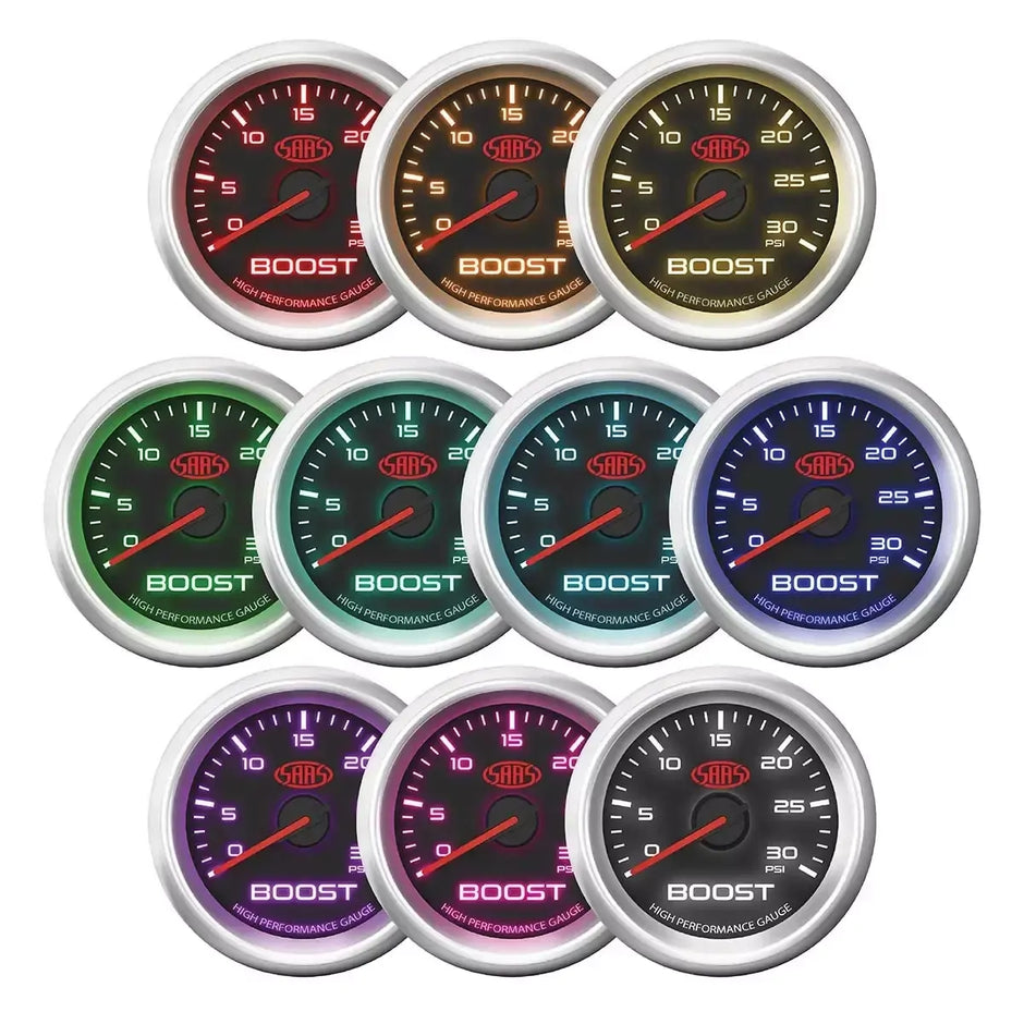 SAAS Boost Gauge Diesel 0-30 psi 52mm Muscle Series 3 Black 12V SG32213 - view 5