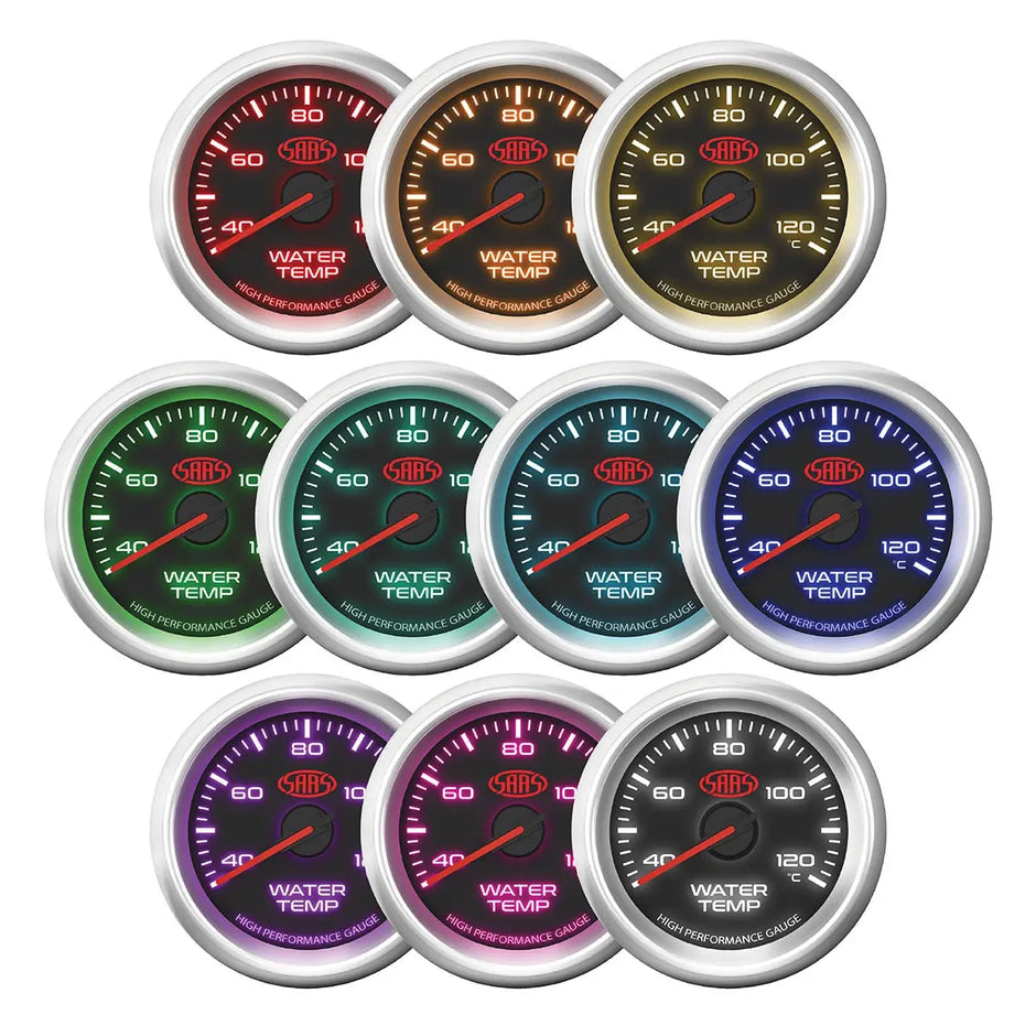 SAAS Water Temp Gauge 40°-120° 52mm Muscle Series 3 Black 12V SG32220 - view 2
