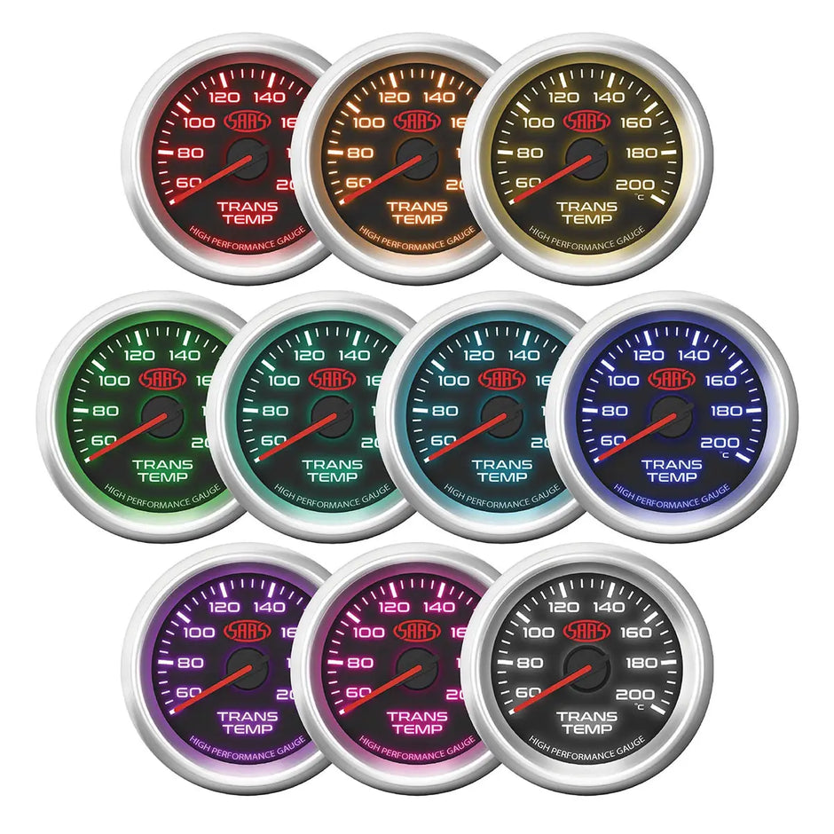 SAAS Trans Temp Gauge 60°-200° 52mm Muscle Series 3 Black 12V SG32222 - view 2