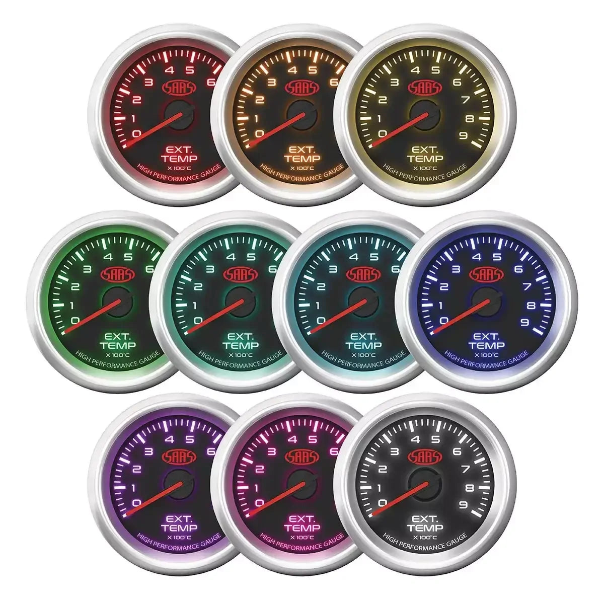 SAAS Exhaust Temp Gauge 0°-900° 52mm Muscle Series 3 Black 12V SG32240 - view 5