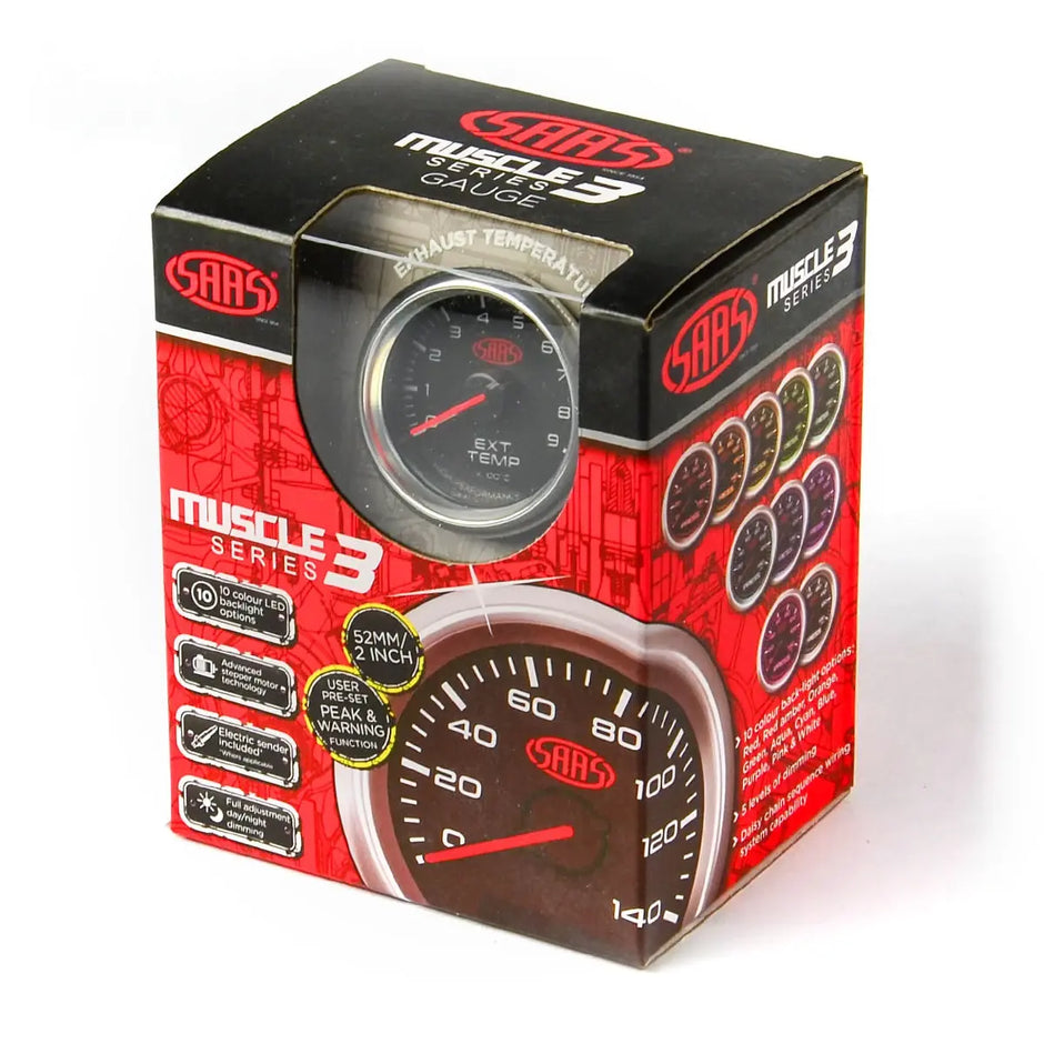 SAAS Exhaust Temp Gauge 0°-900° 52mm Muscle Series 3 Black 12V SG32240 - view 6