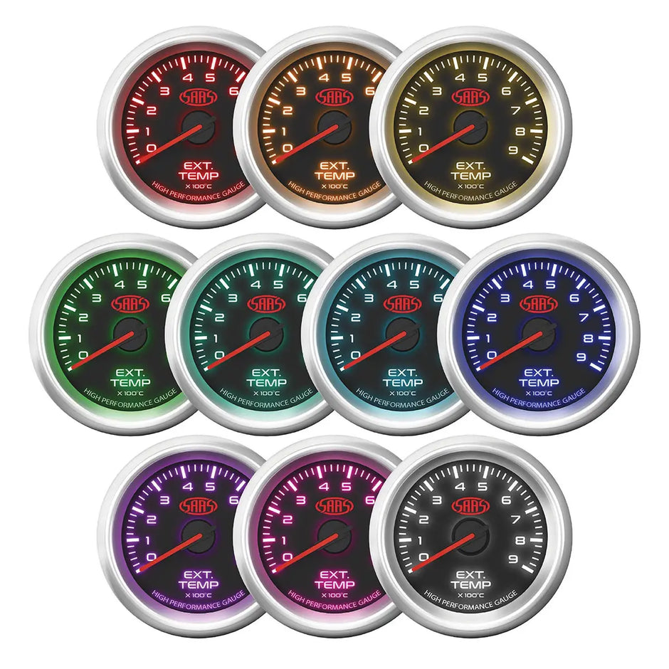 SAAS Exhaust Temp Gauge 0°-900° 52mm Muscle Series 3 Black 12V SG32240 - view 2