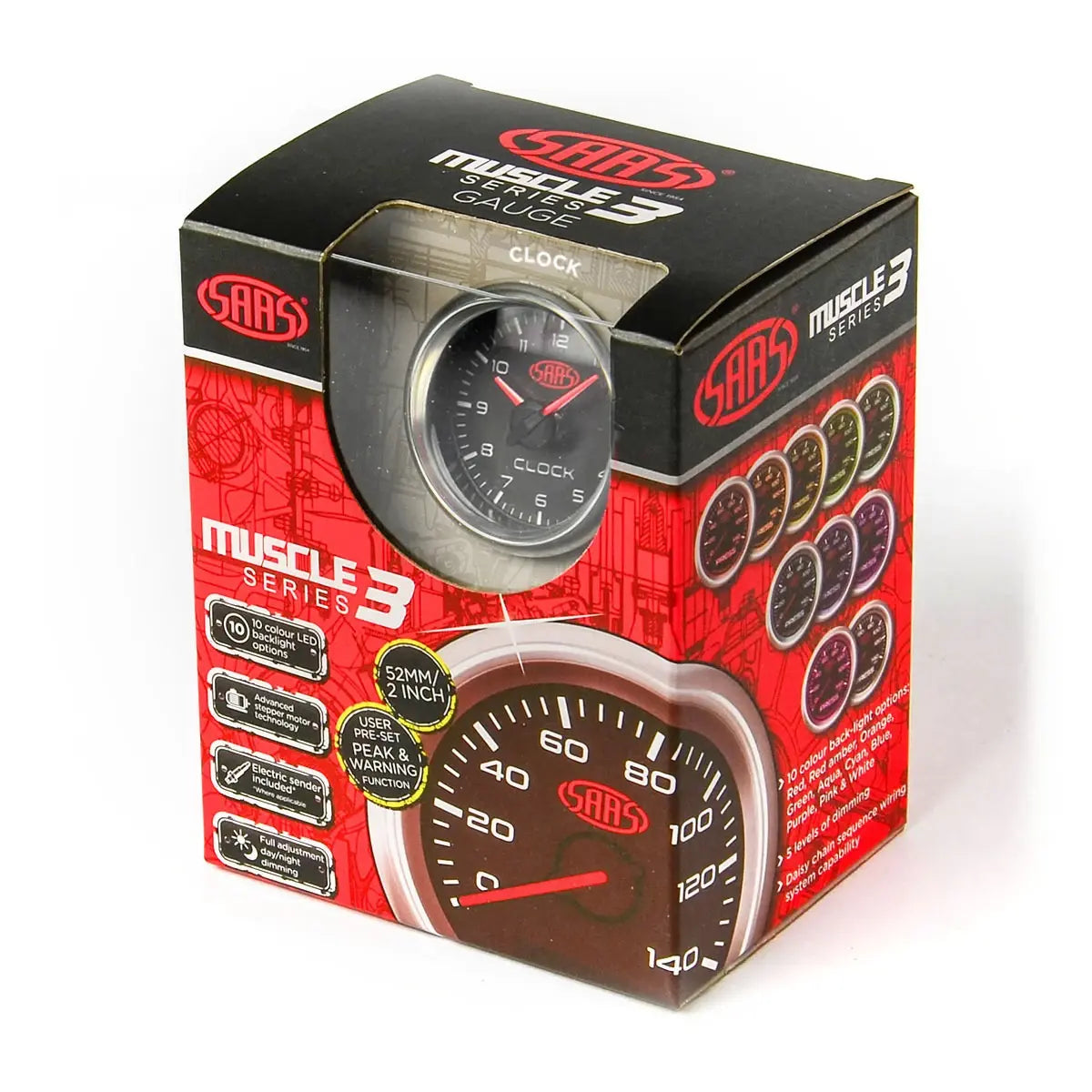 SAAS Clock Analogue 52mm Muscle Series 3 Black SG32294 - view 6