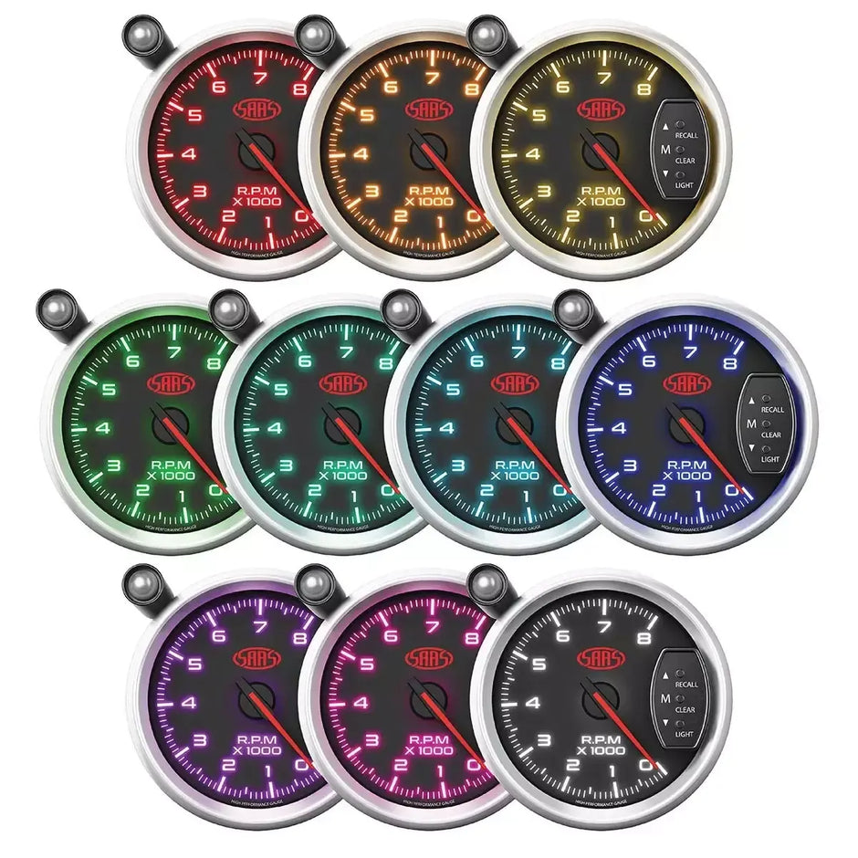 SAAS Tachometer 0-8K Shiftlite 3 3/4
