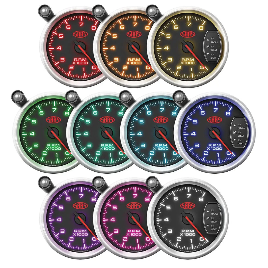 SAAS Tachometer 0-8K Shiftlite 3 3/4