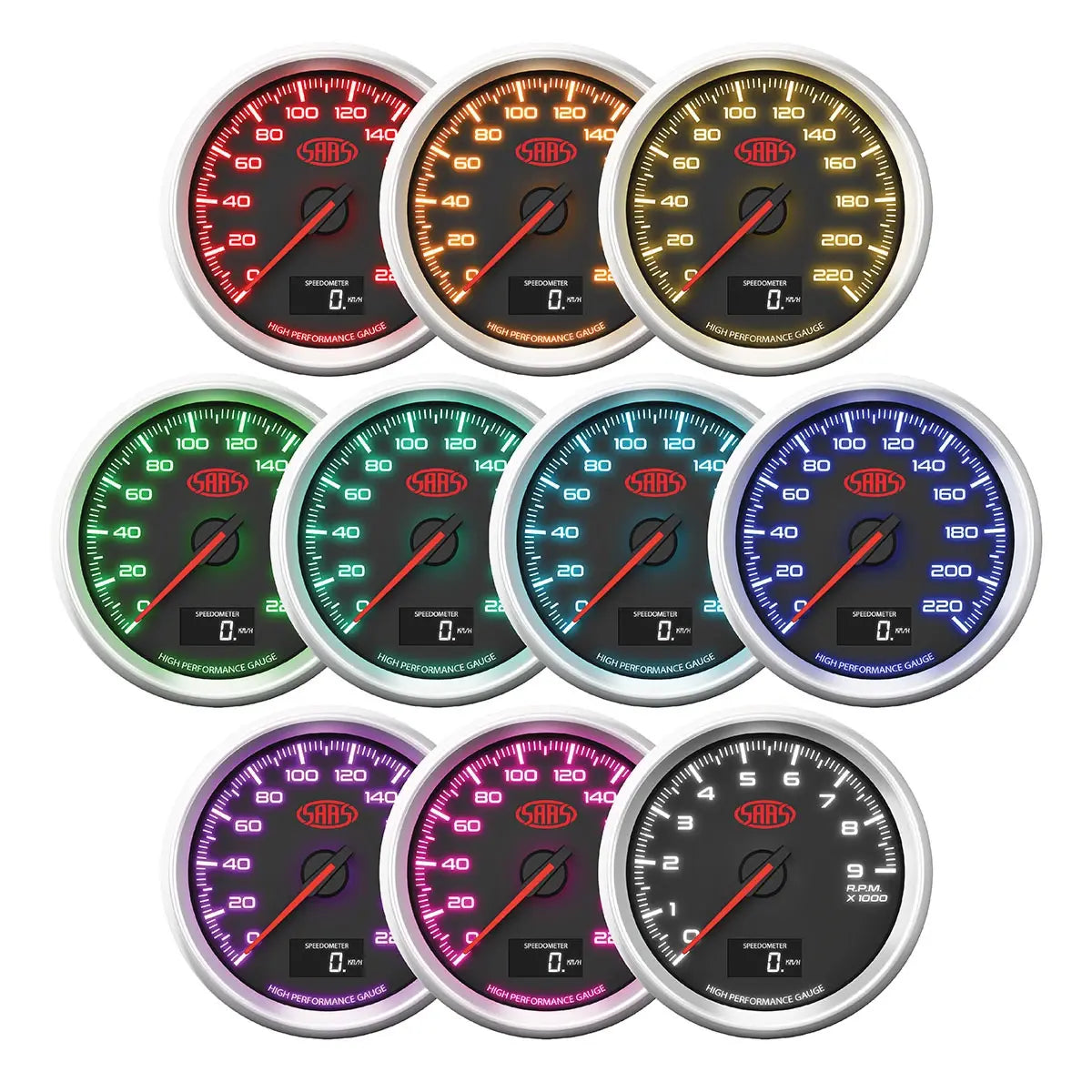 SAAS Speedo 0-220 KPH 80mm (3 1/8