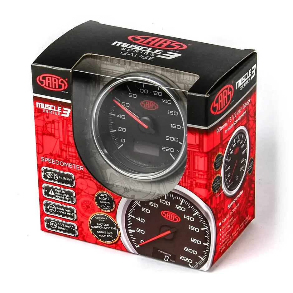 SAAS Speedo 0-220 KPH 80mm (3 1/8
