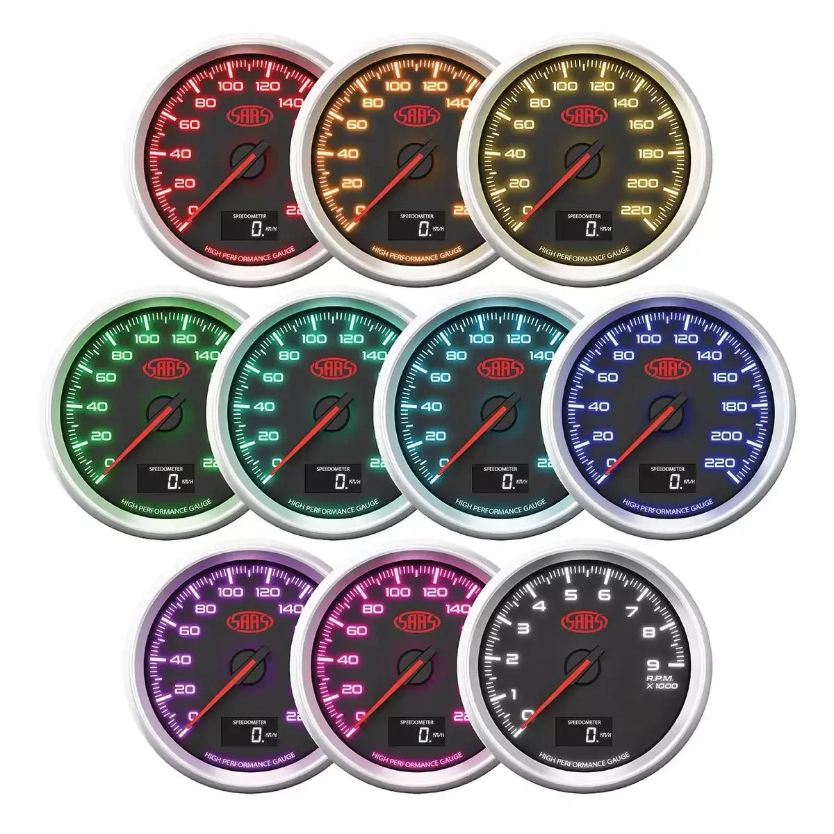 SAAS Speedo 0-220 KPH 80mm (3 1/8