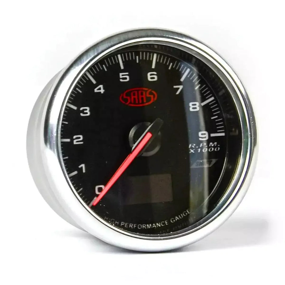 SAAS Tachometer 0-9K Shiftlite 80mm (3 1/8") In Dash Muscle Series 3 Black 12V SG32642 - view 1