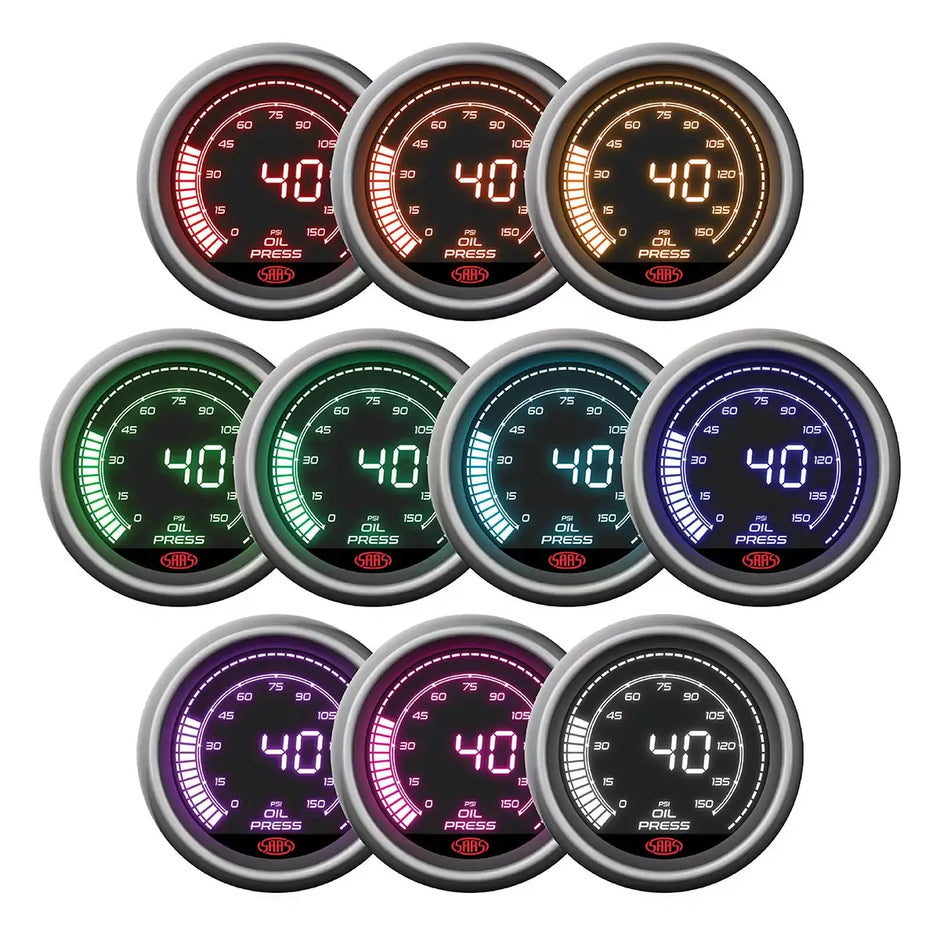 SAAS Oil Pressure Gauge 0-150 psi 52mm Muscle Digital Series 12V SG41230 - view 6