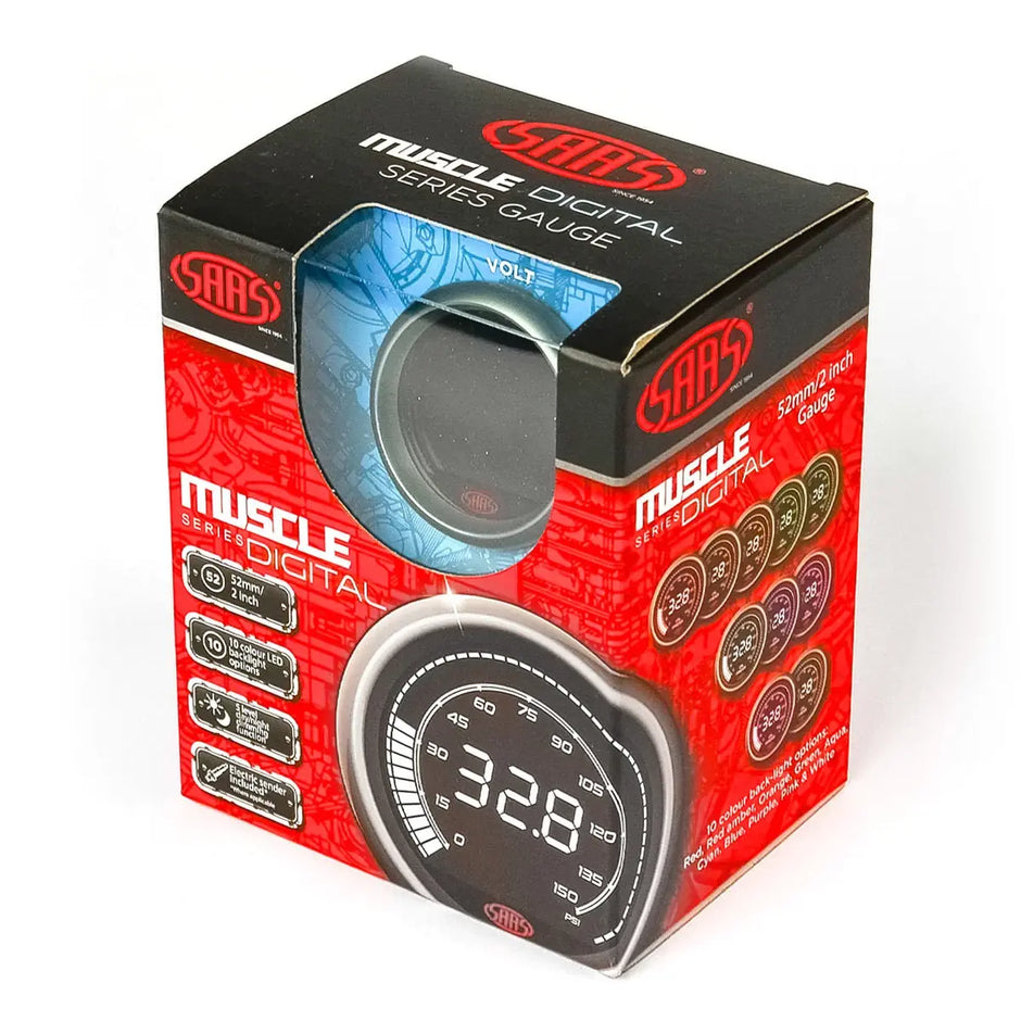 SAAS Volt Gauge 8v-18v 52mm Muscle Digital Series 12V SG41250 - view 7
