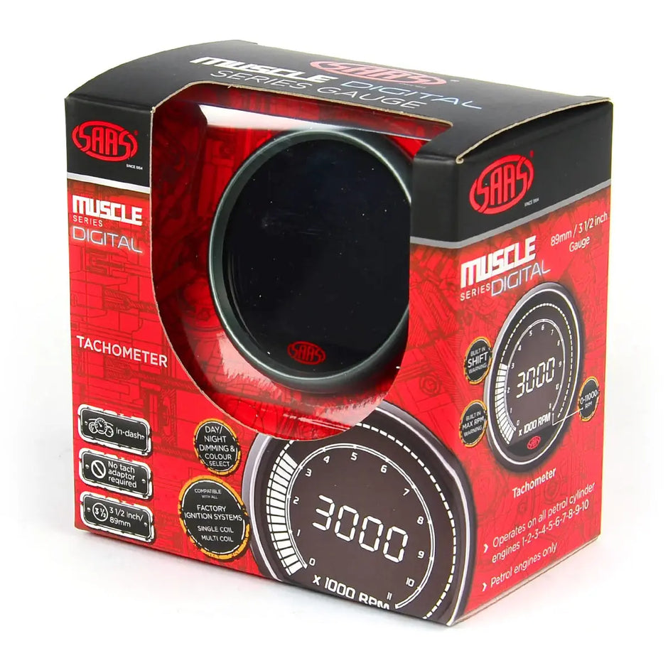 SAAS Tachometer 0-11K Shiftlite 80mm (3 1/8