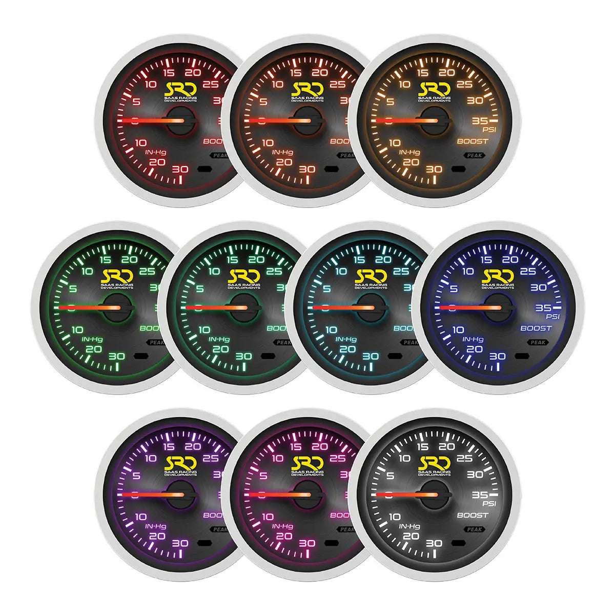 SAAS Boost Gauge - 30inHg-35psi 52mm SRD Series 12V SG51211 - view 2