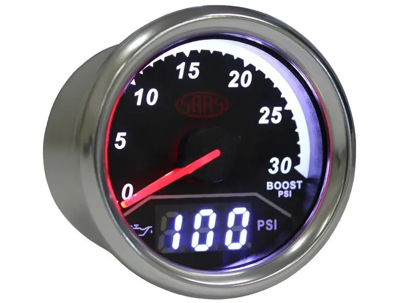 SAAS Dual Gauge Boost 0-30 Psi/Oil Pressure 140 Psi Trax Series 12V SG611230 - view 4