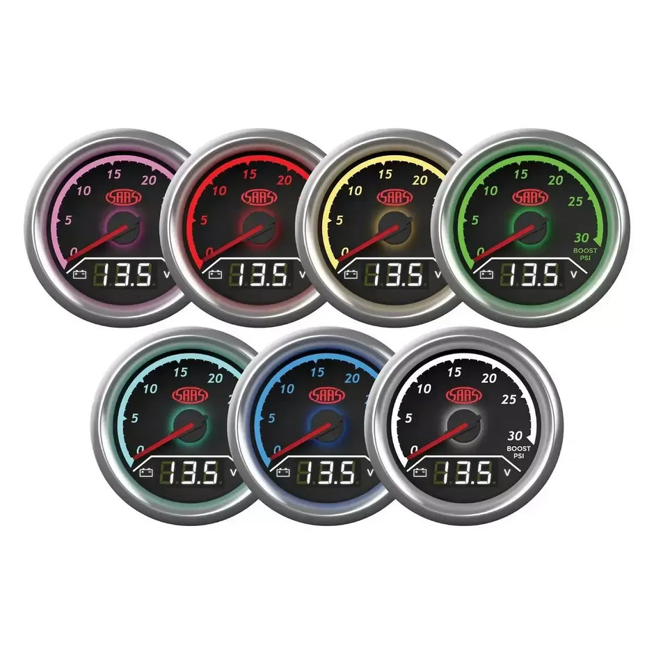 SAAS Dual Gauge Boost 0-30 Psi/Volt 8v-18v Analogue/Digital Trax Series 12V SG611250 - view 6