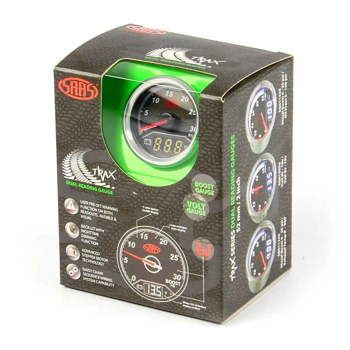 SAAS Dual Gauge Boost 0-30 Psi/Volt 8v-18v Analogue/Digital Trax Series 12V SG611250 - view 7