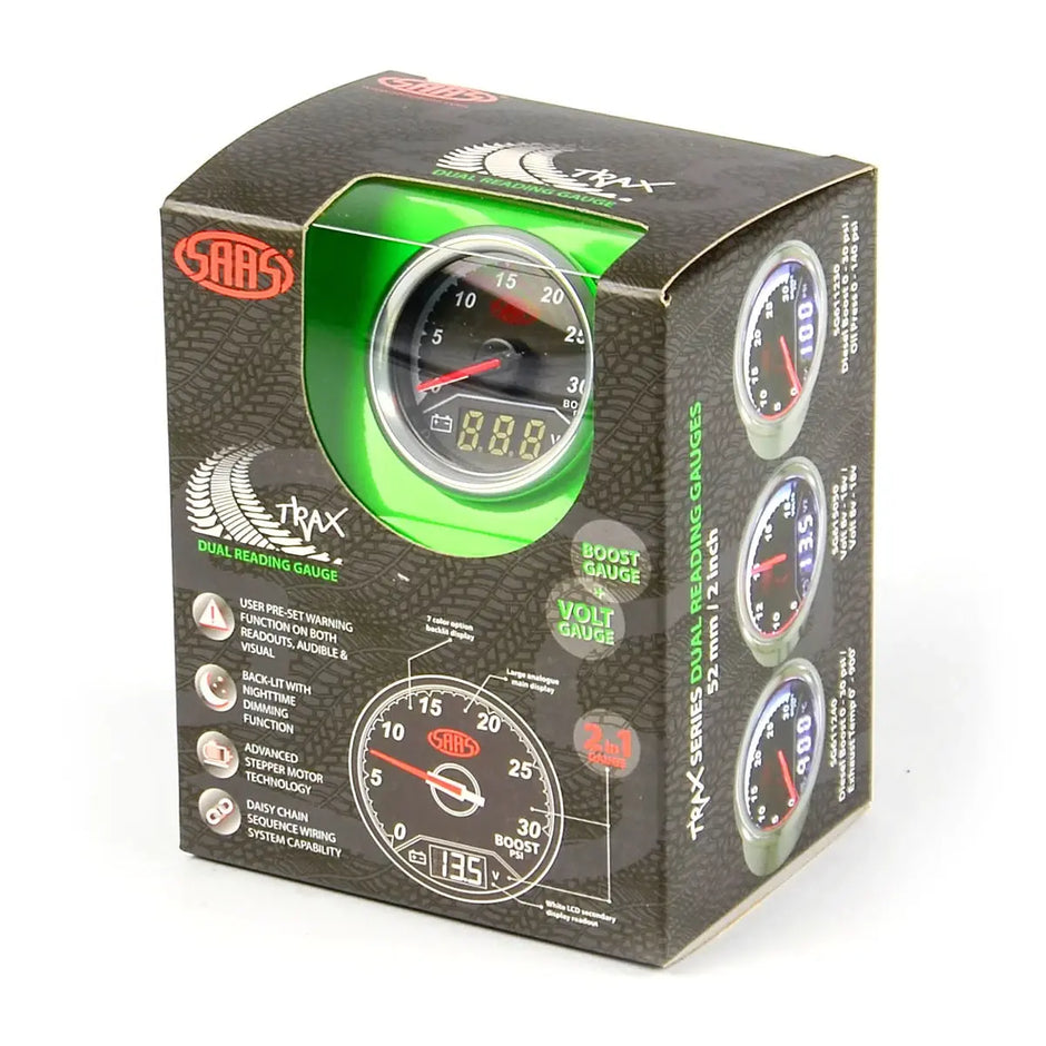 SAAS Dual Gauge Boost 0-30 Psi/Volt 8v-18v Analogue/Digital Trax Series 12V SG611250 - view 7