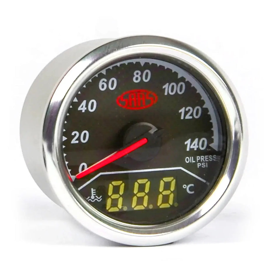 SAAS Dual Gauge Oil Pressure 140 Psi/Water Temp 40°-120° Analogue/Digital Trax Series 12V SG613020 - view 3