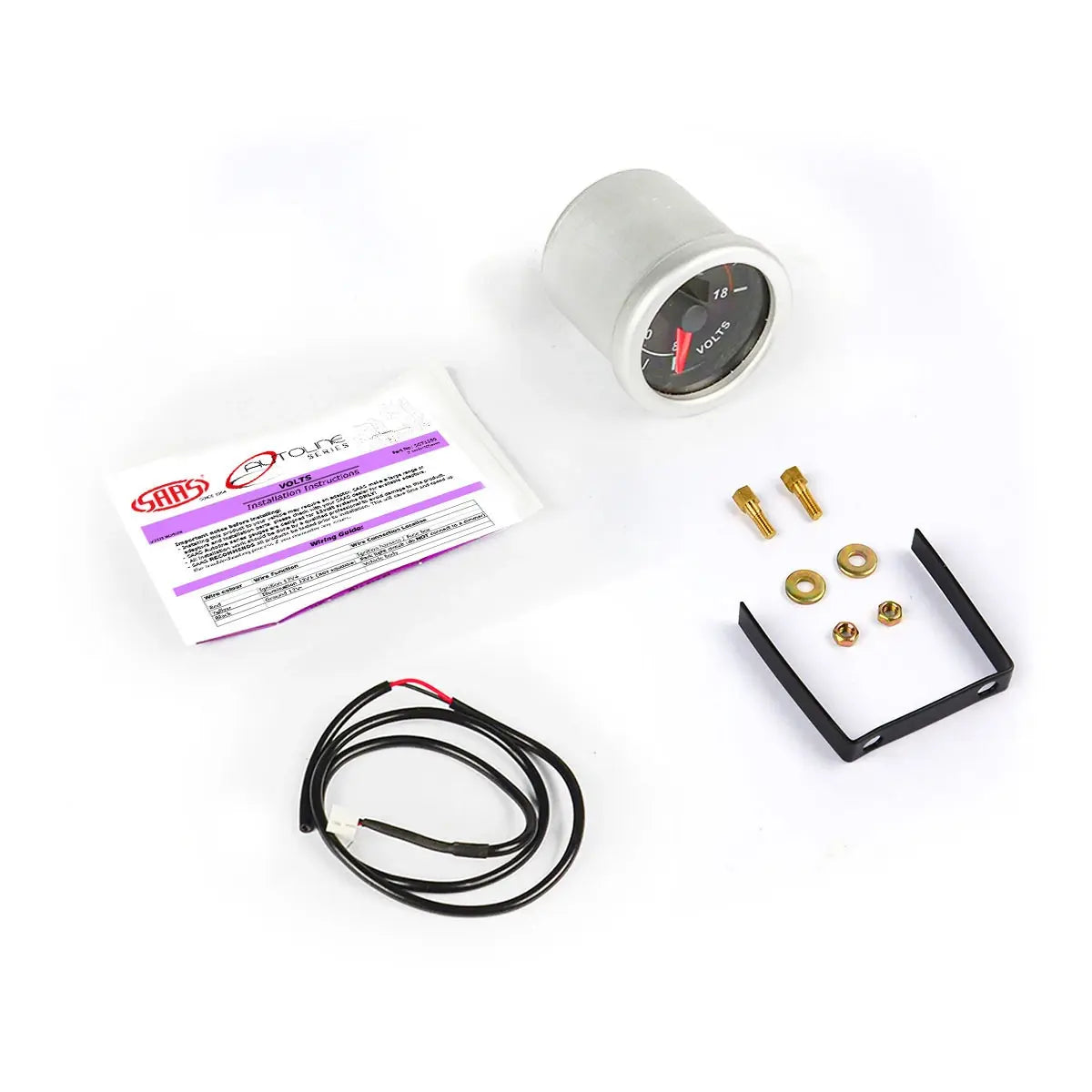 SAAS Volt Gauge 8v-18v 52mm Autoline Series Black 12V SG71250 - view 3