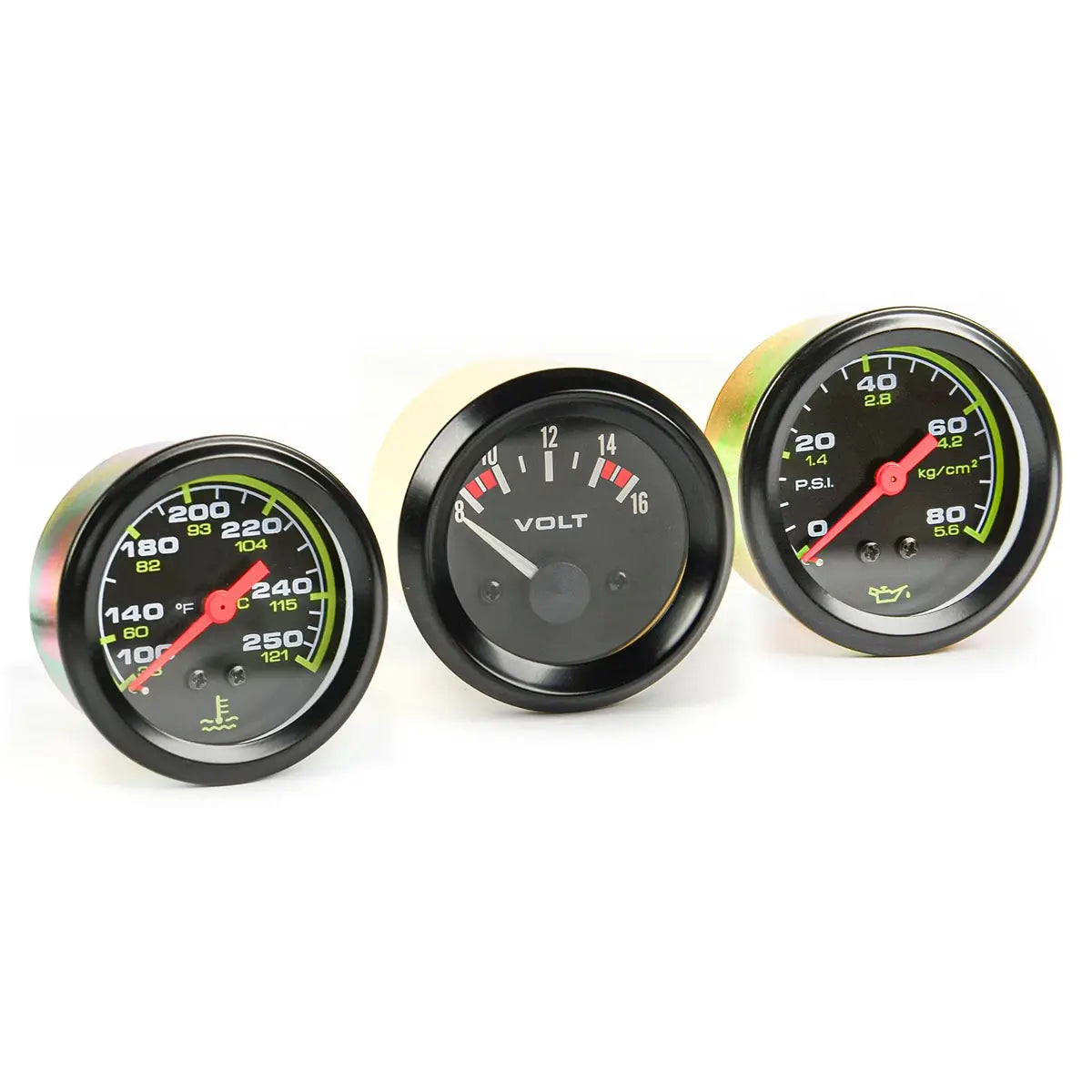SAAS Triple Gauge Set Water Temp Oil Press Volt 12V SG72300 - view 2