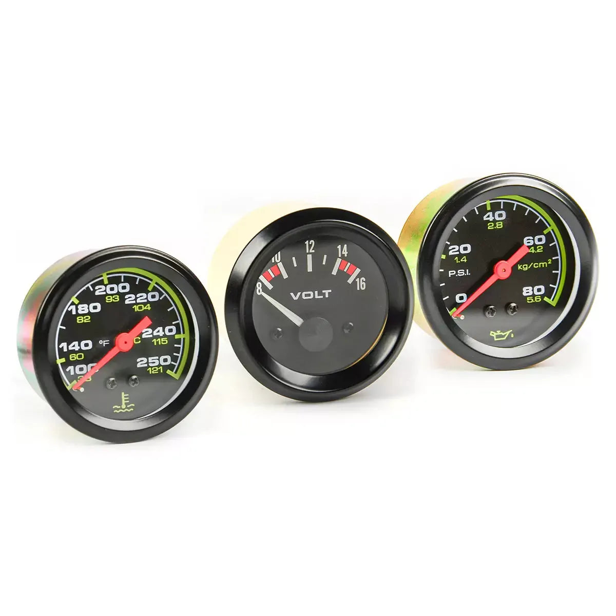 SAAS Triple Gauge Set Water Temp Oil Press Volt 12V SG72300 - view 1