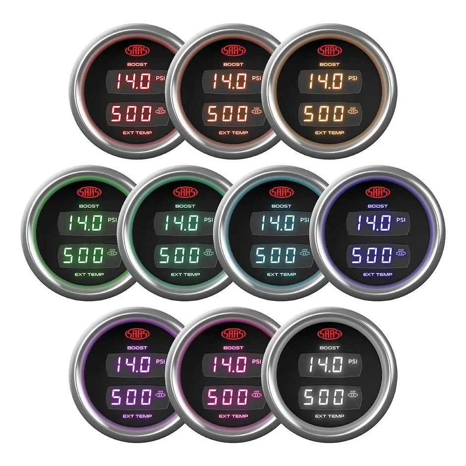 SAAS Dual Digital Gauge Boost 0-30 Psi / Exhaust Temp 0°-900° Trax 12V SG911240 - view 2