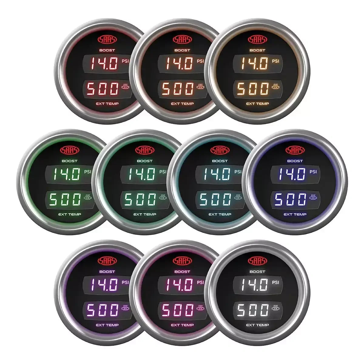 SAAS Dual Digital Gauge Boost 0-30 Psi / Exhaust Temp 0°-900° Trax 12V SG911240 - view 5