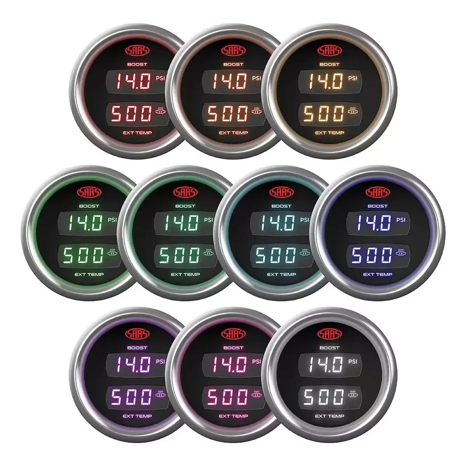 SAAS Dual Digital Gauge Boost 0-30 Psi / Exhaust Temp 0°-900° Trax 12V SG911240 - view 5