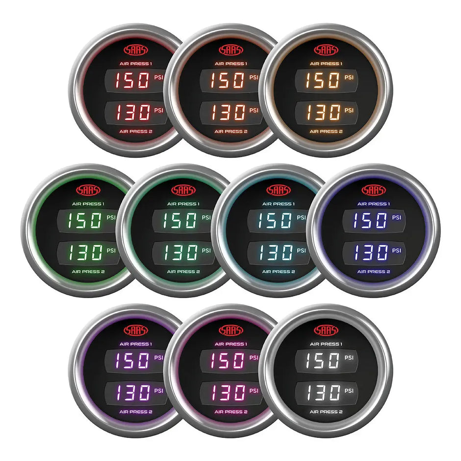 SAAS Dual Digital Gauge Air Pressure 0-290psi 52mm Trax 12V SG913232 - view 2