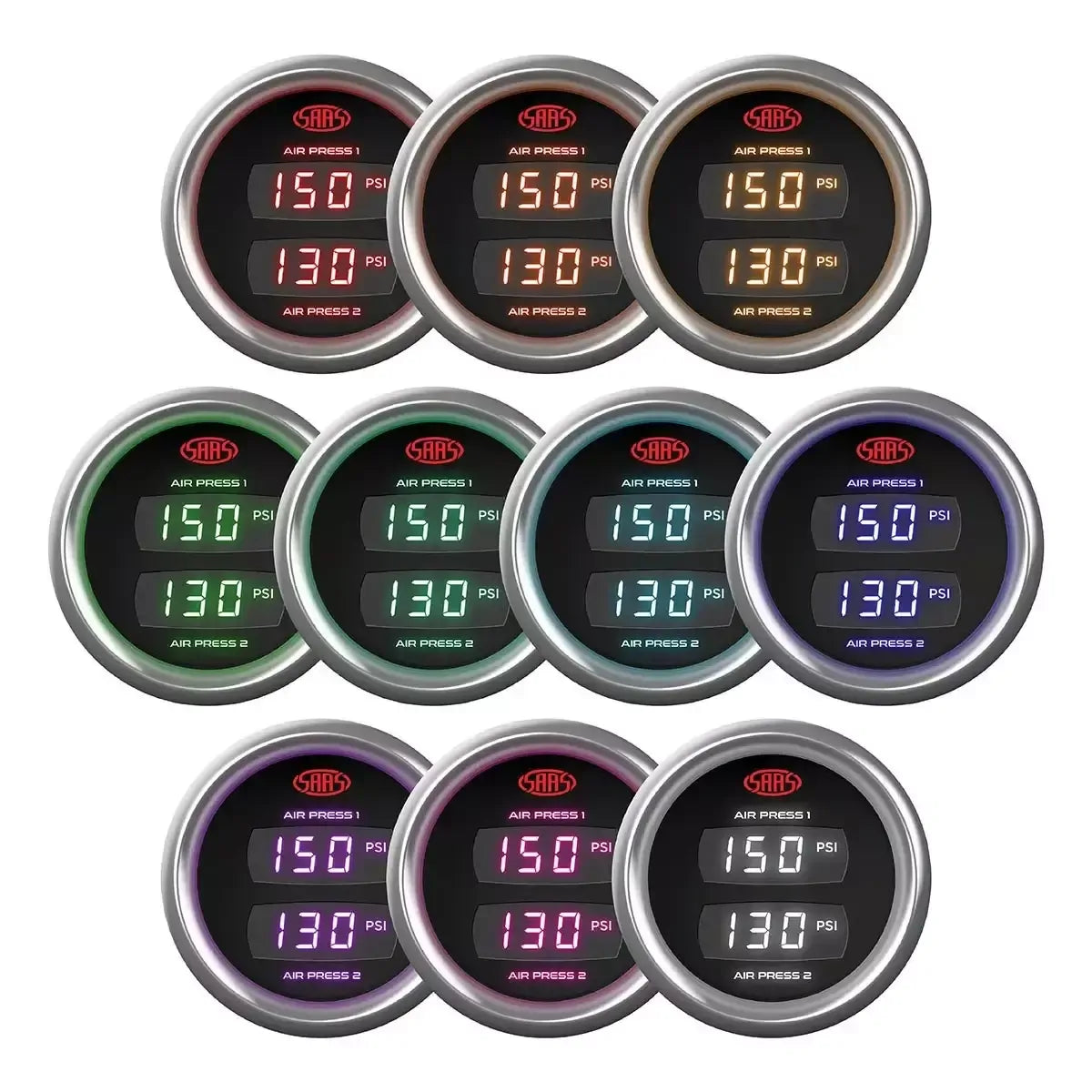 SAAS Dual Digital Gauge Air Pressure 0-290psi 52mm Trax 12V SG913232 - view 5