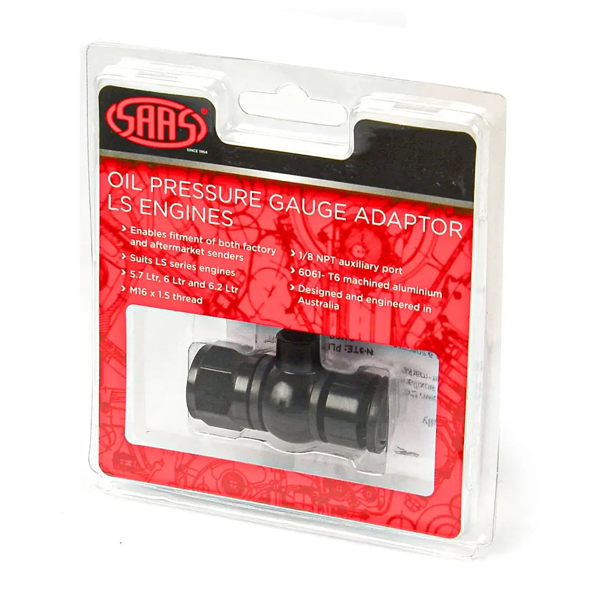 SAAS LS Engine Oil Pressure Adaptor M16 X 1.5 Black SGA1002 - view 3