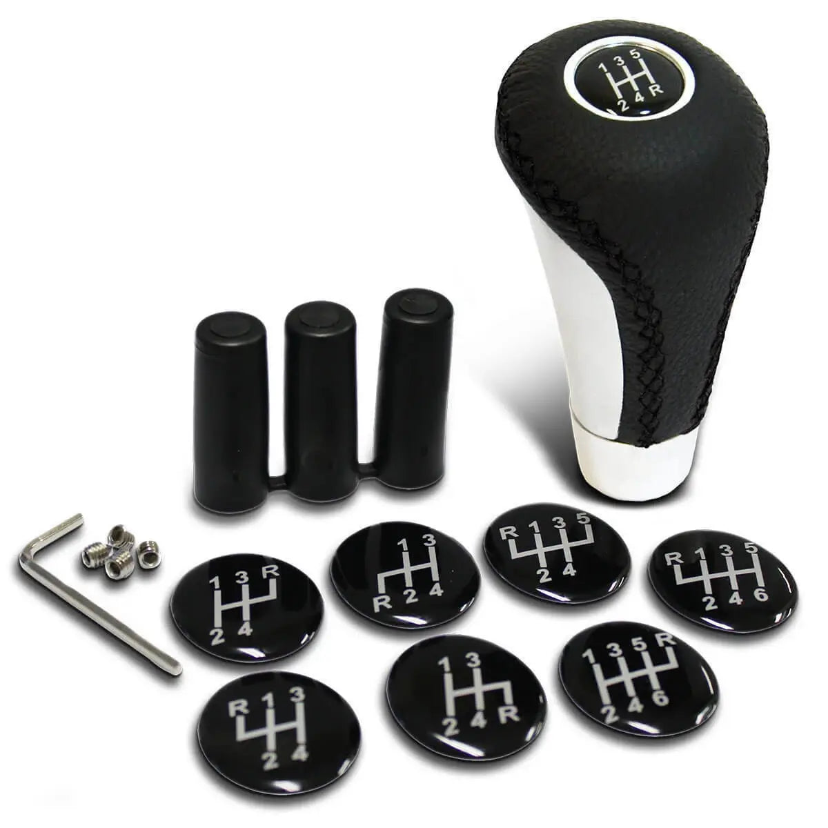 SAAS Leather Gear Knob Black Aluminium Insert With 8 Shift Patterns SGKAL - view 2
