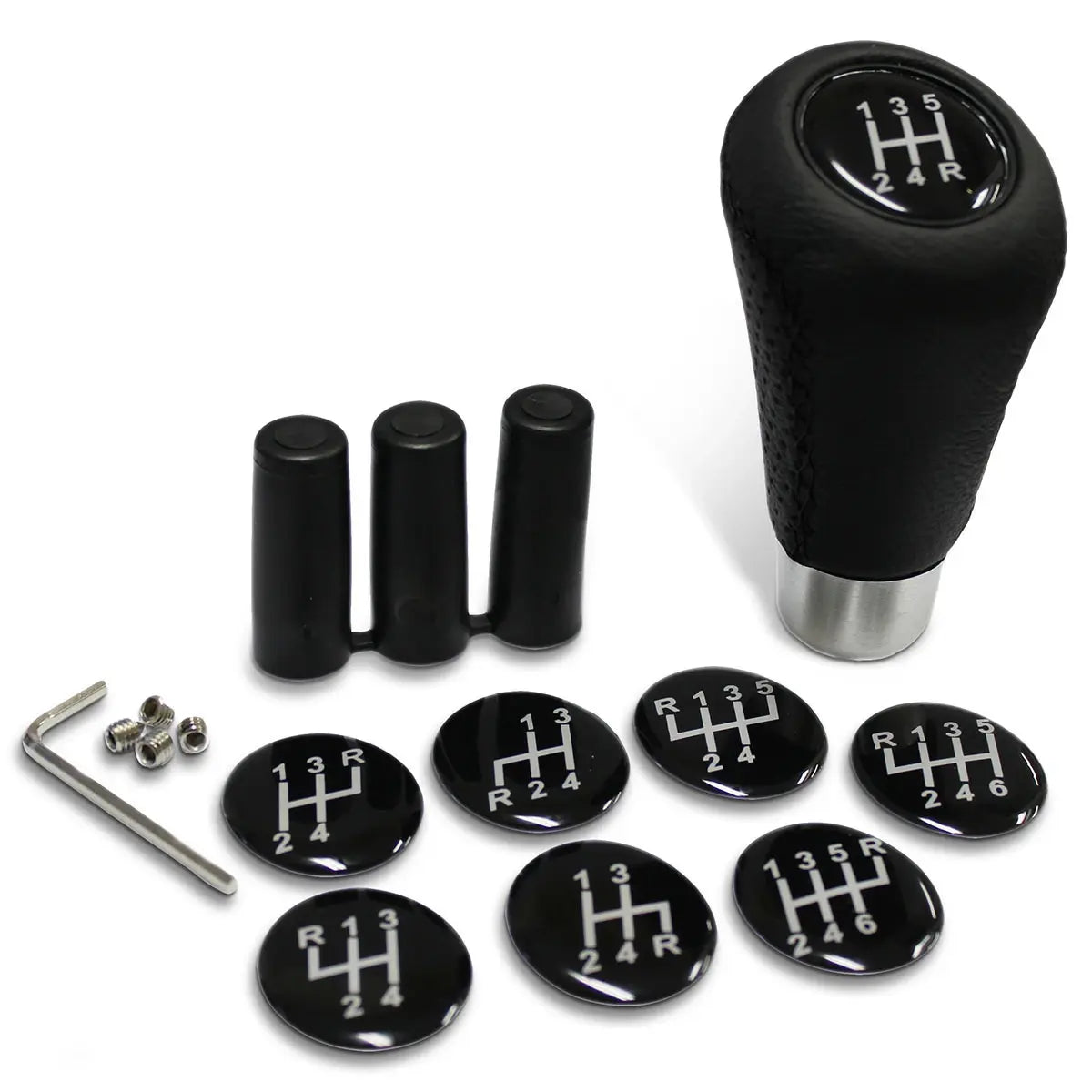 SAAS Leather Gear Knob Black-Black Stitch With 8 Shift Patterns SGKBL - view 2